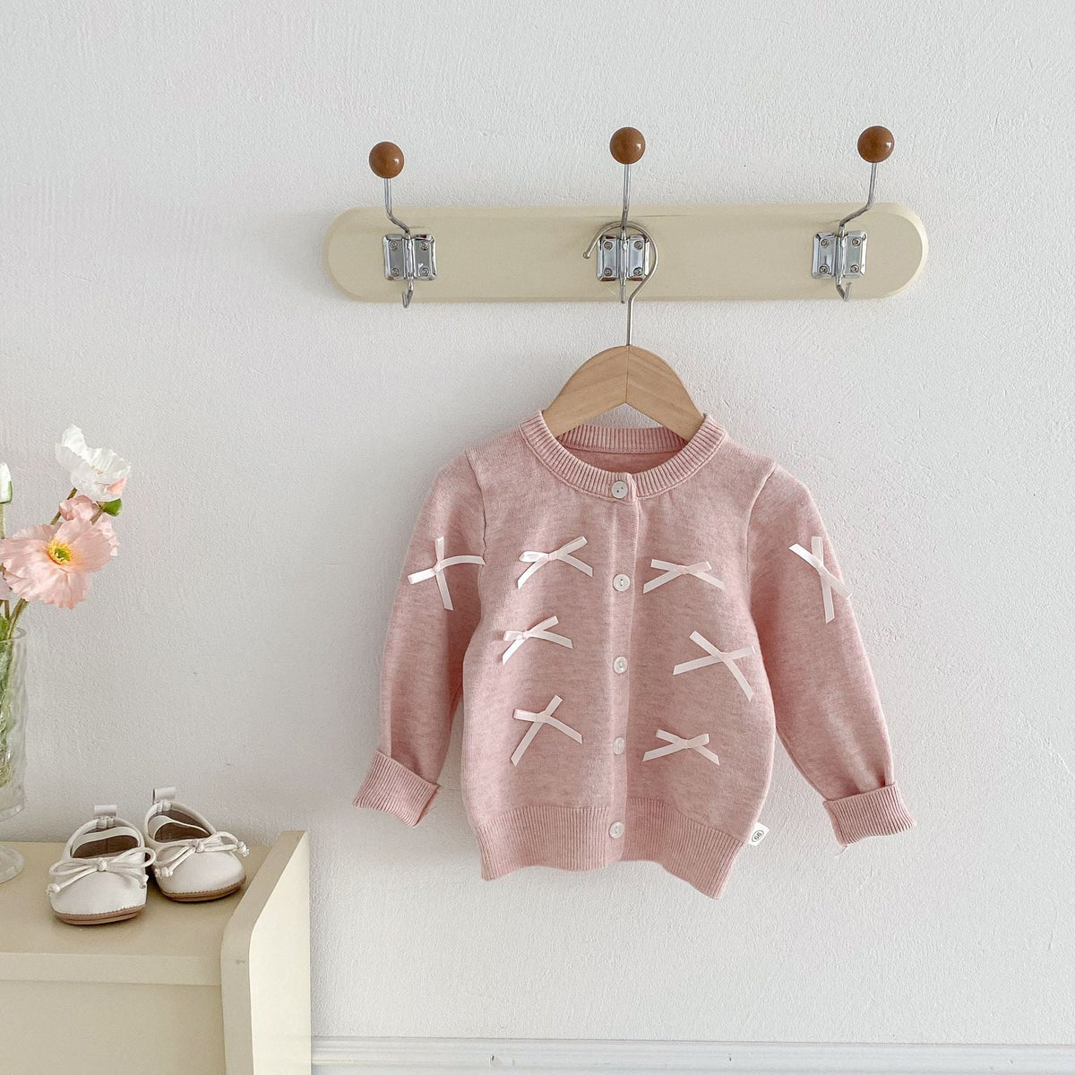 MyKids-USA® Baby Girls Butterfly-bows Decorated Long Sleeves Cardigan-2
