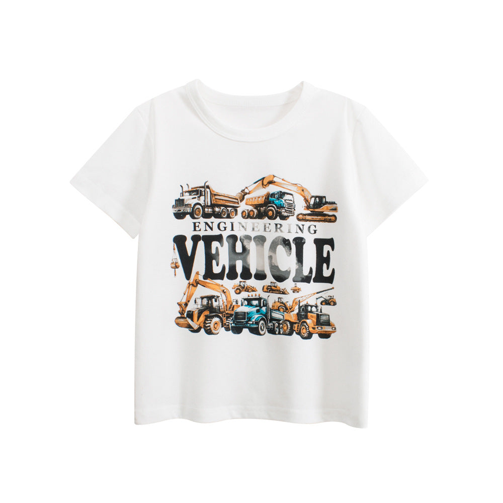 MyKids-USA® Boys’ Cartoon and Letters Pattern T-shirt in European and American Style-0