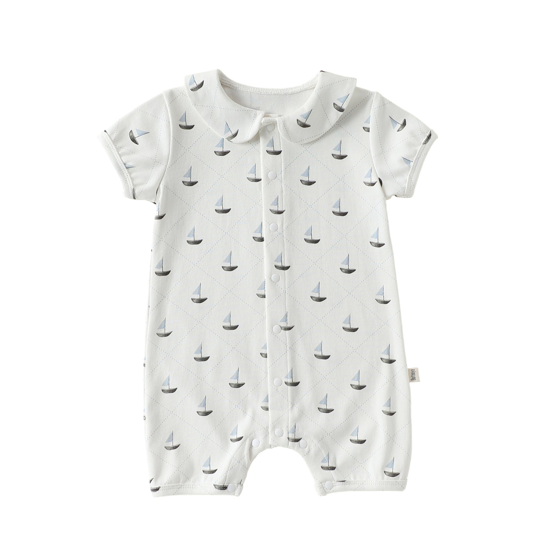 MyKids-USA® Baby Unisex Short Sleeves Geometric Pattern Single Breasted Rompers-1