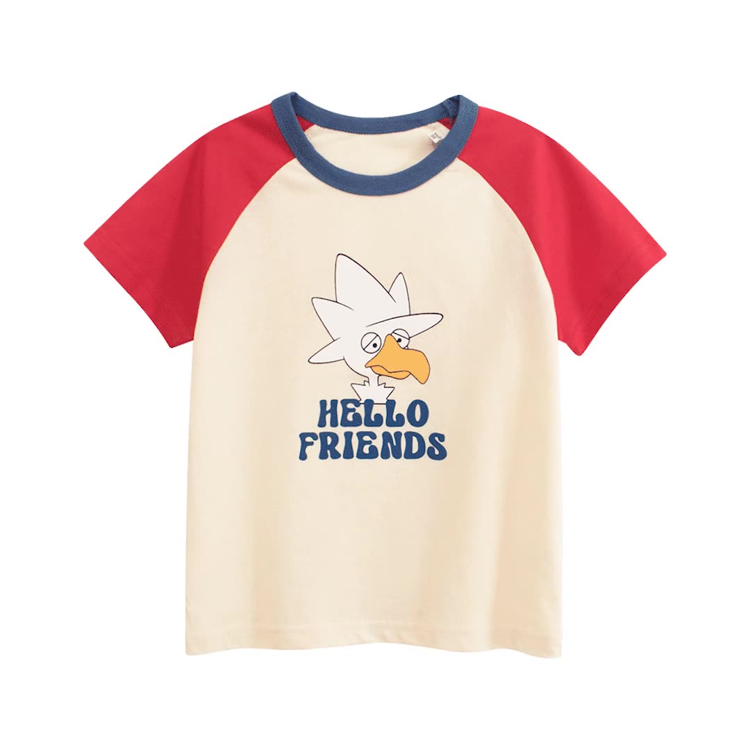 MyKids-USA® Boys’ Cartoon and Letters Print T-shirt in European and American Style-0