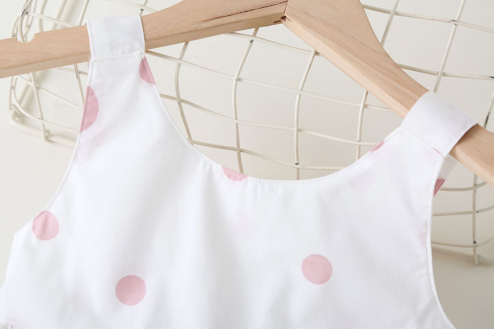 MyKids-USA® Polka Dot Pattern Sleeveless Round Collar Dress With Bow-4
