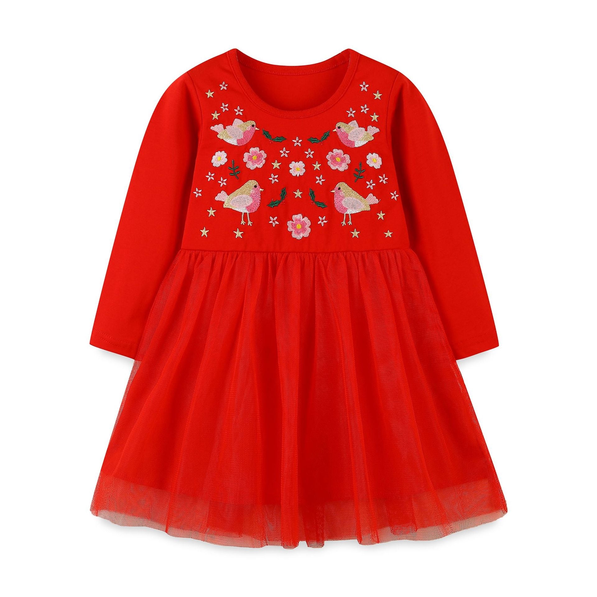 MyKids-USA® Children’s Dress With Cute Embroidery, European-American Style Mesh Princess Dress-0