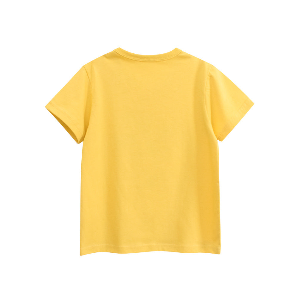 MyKids-USA® Girls’ Puppy Cartoon and Letters Print T-shirt in European and American Style-1