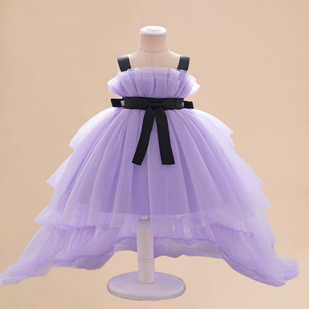 MyKids-USA® Baby Kids Girls Princess Sleeveless Ribbon Butterfly Bow Tailcoat Tulle Dress-0
