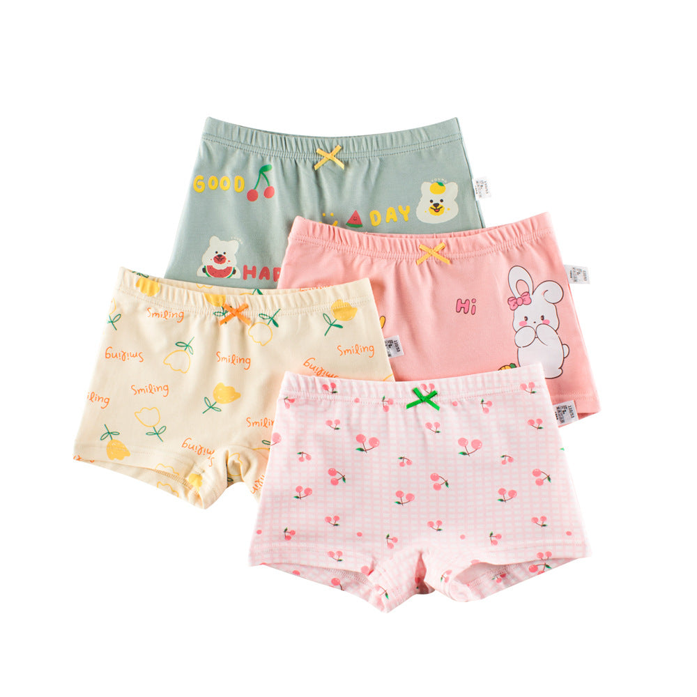 MyKids-USA® Girls’ Cartoon Printed Boxer Shorts Breathable Underwear Set-0