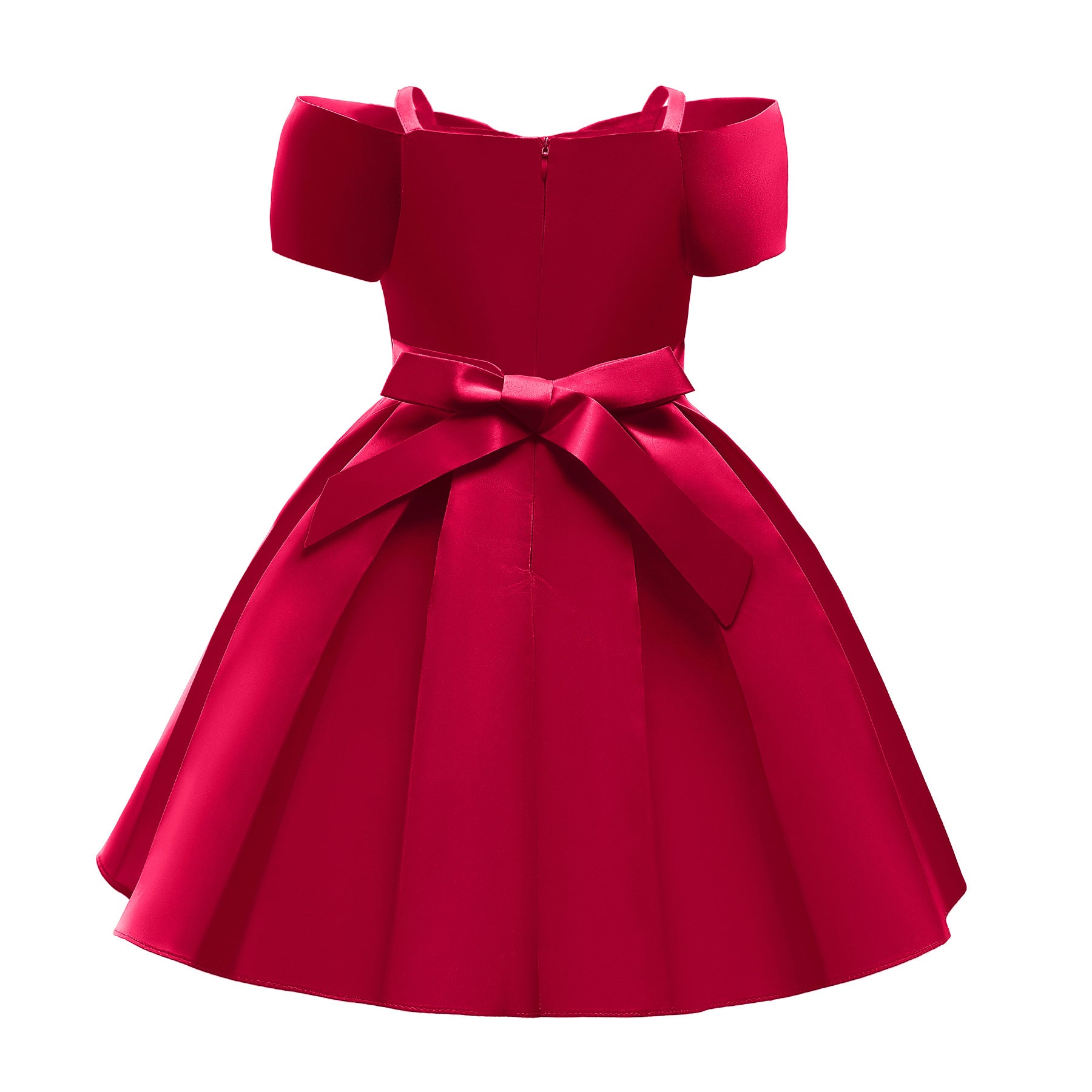 MyKids-USA® Baby Girl Solid Color Sling Princess Fashion Dress Children’s Formal Dress-4