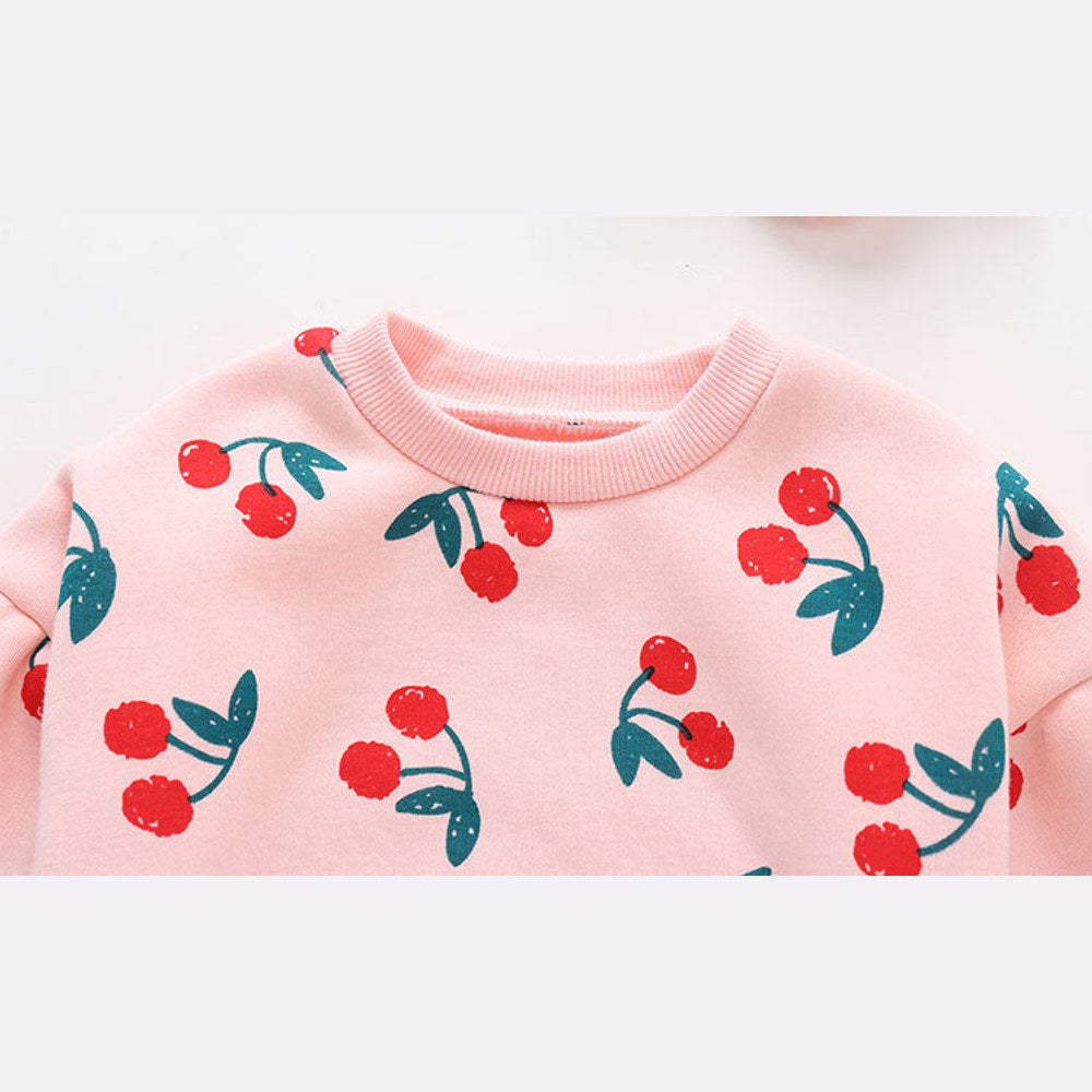 MyKids-USA® Baby Girl Allover Cherry Pattern Lantern Sleeves Triangle Bodysuit bodysuit-1