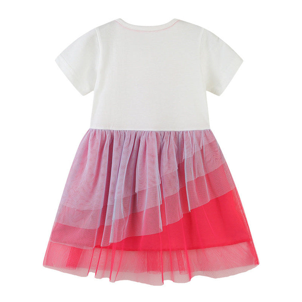 MyKids-USA® Baby Girl Butterfly Patched Pattern Mesh Patchwork Dress-1