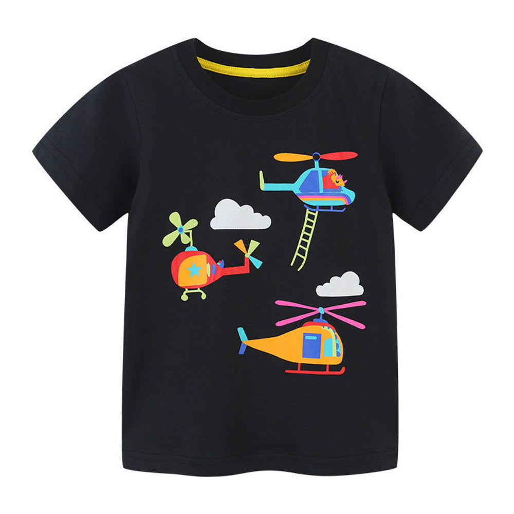 MyKids-USA® Baby Boy Cartoon Pattern Short Sleeve Cute Comfy Tee-0
