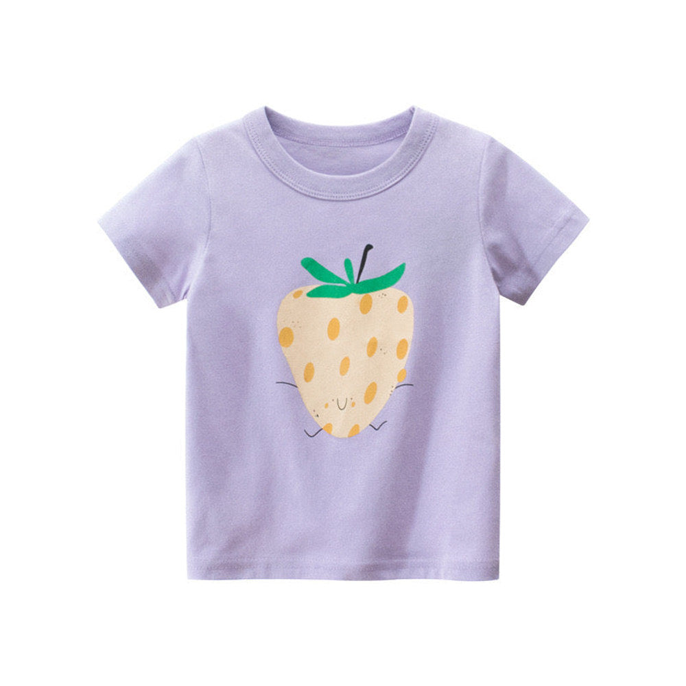 MyKids-USA® Toddle Girl Cartoon Strawberry Graphic Lovely Tee-0