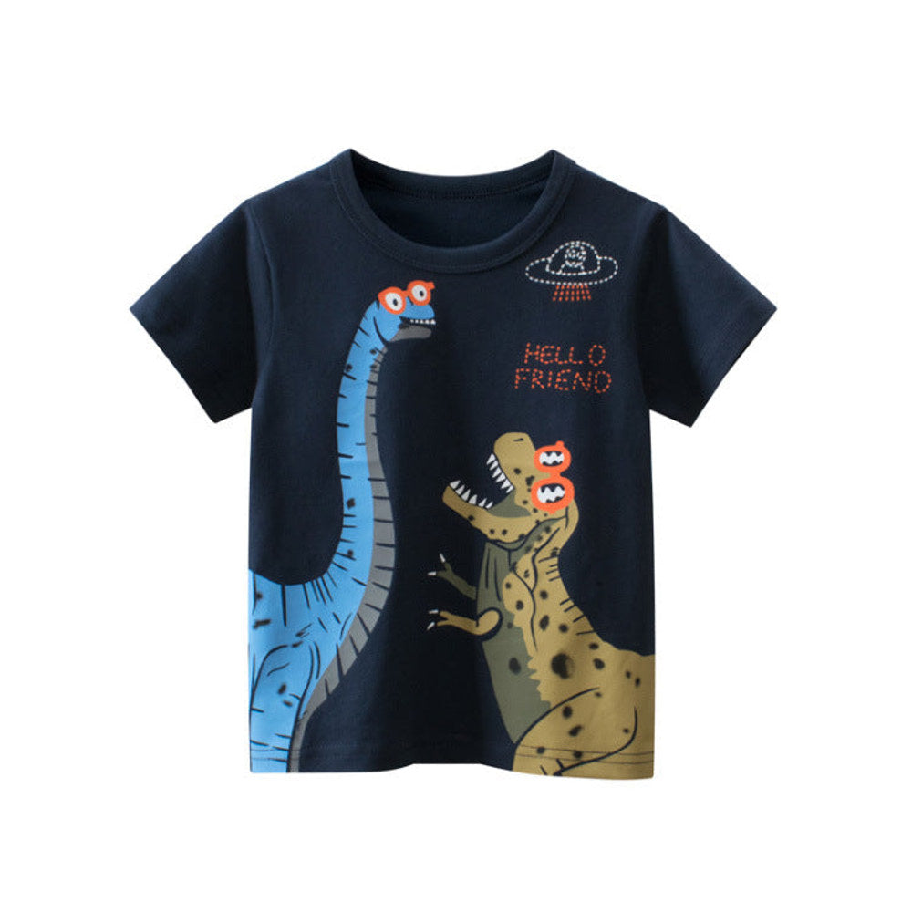 MyKids-USA® Baby Boy Dinosaur Print Round Collar Short-Sleeved Tee Shirt In-0