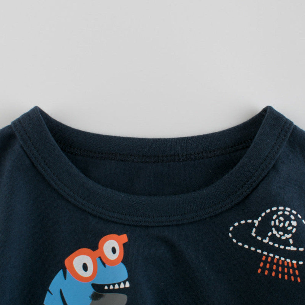 MyKids-USA® Baby Boy Dinosaur Print Round Collar Short-Sleeved Tee Shirt In-1