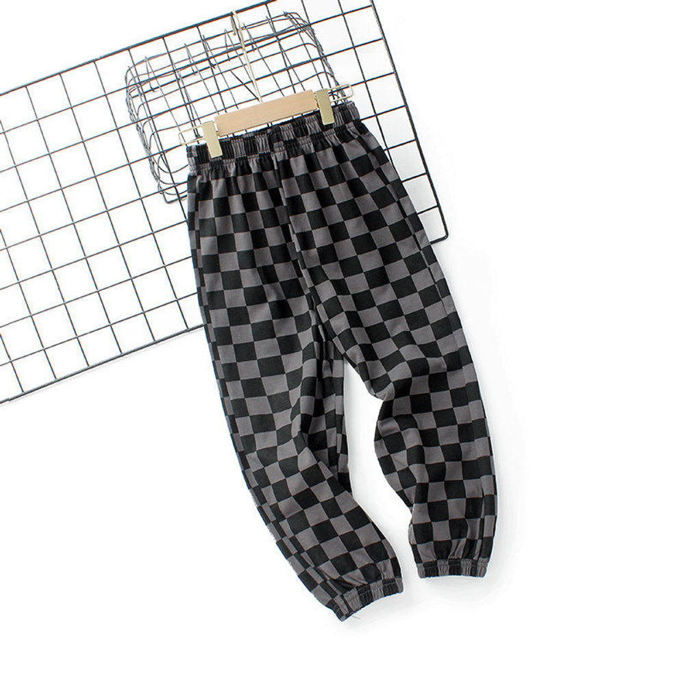 MyKids-USA® Baby Boy Checkerboard Pattern Loose Pants-2