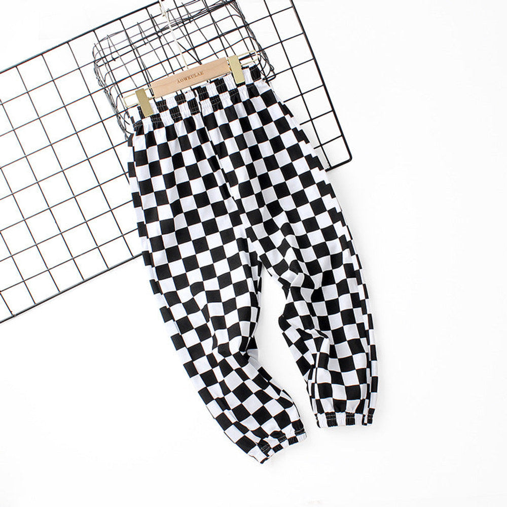 MyKids-USA® Baby Boy Checkerboard Pattern Loose Pants-0