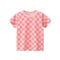MyKids-USA® Girl Plaid Pattern Smiley Print O-Neck T-Shirt In-0