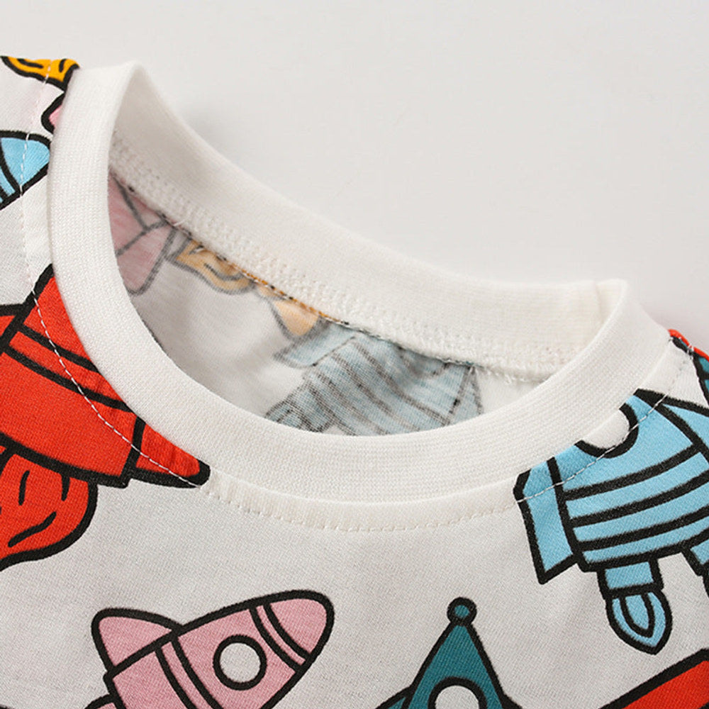 MyKids-USA® Baby Boy All Over Rocket Pattern Round Neck Tee-1