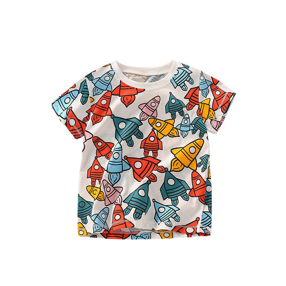MyKids-USA® Baby Boy All Over Rocket Pattern Round Neck Tee-0