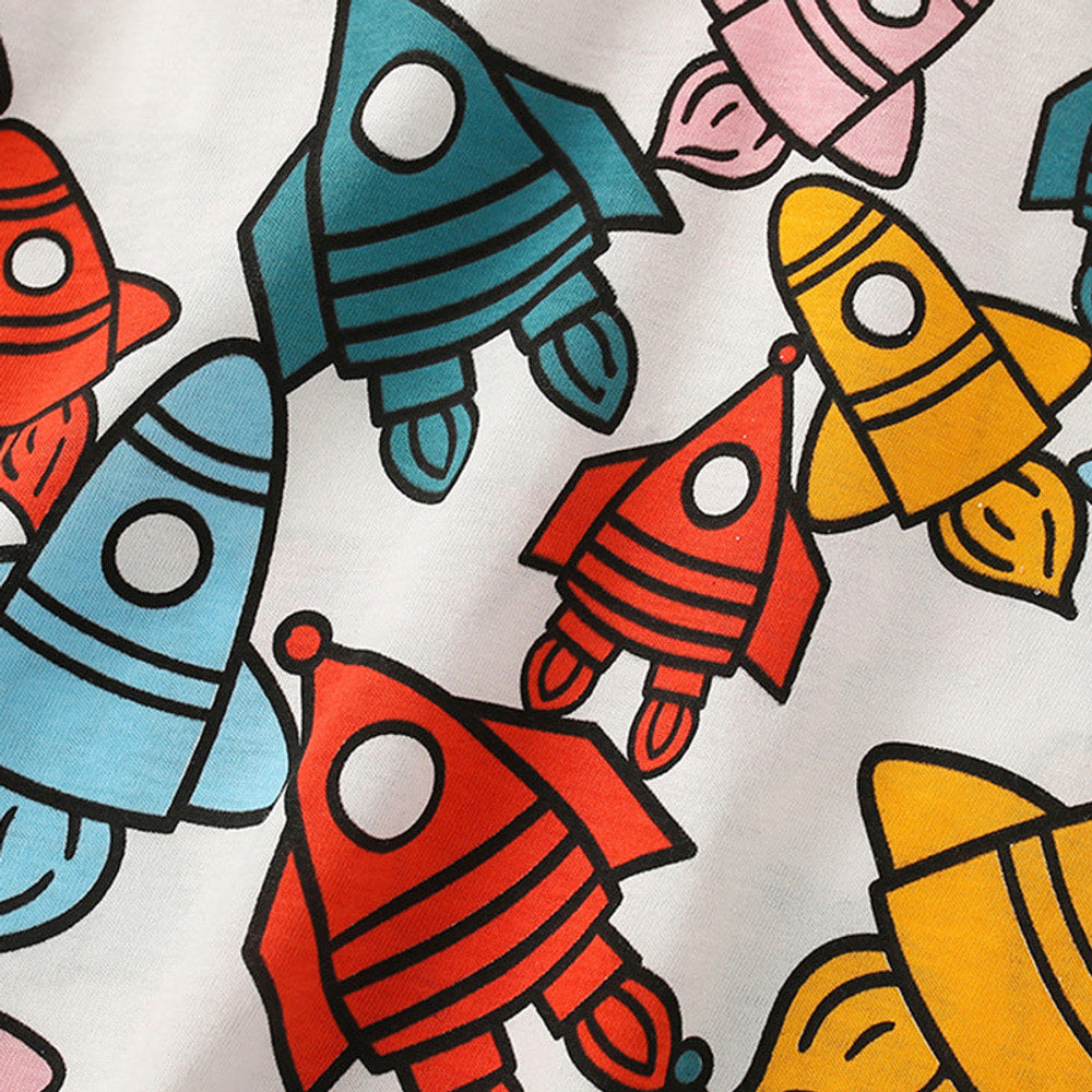 MyKids-USA® Baby Boy All Over Rocket Pattern Round Neck Tee-2