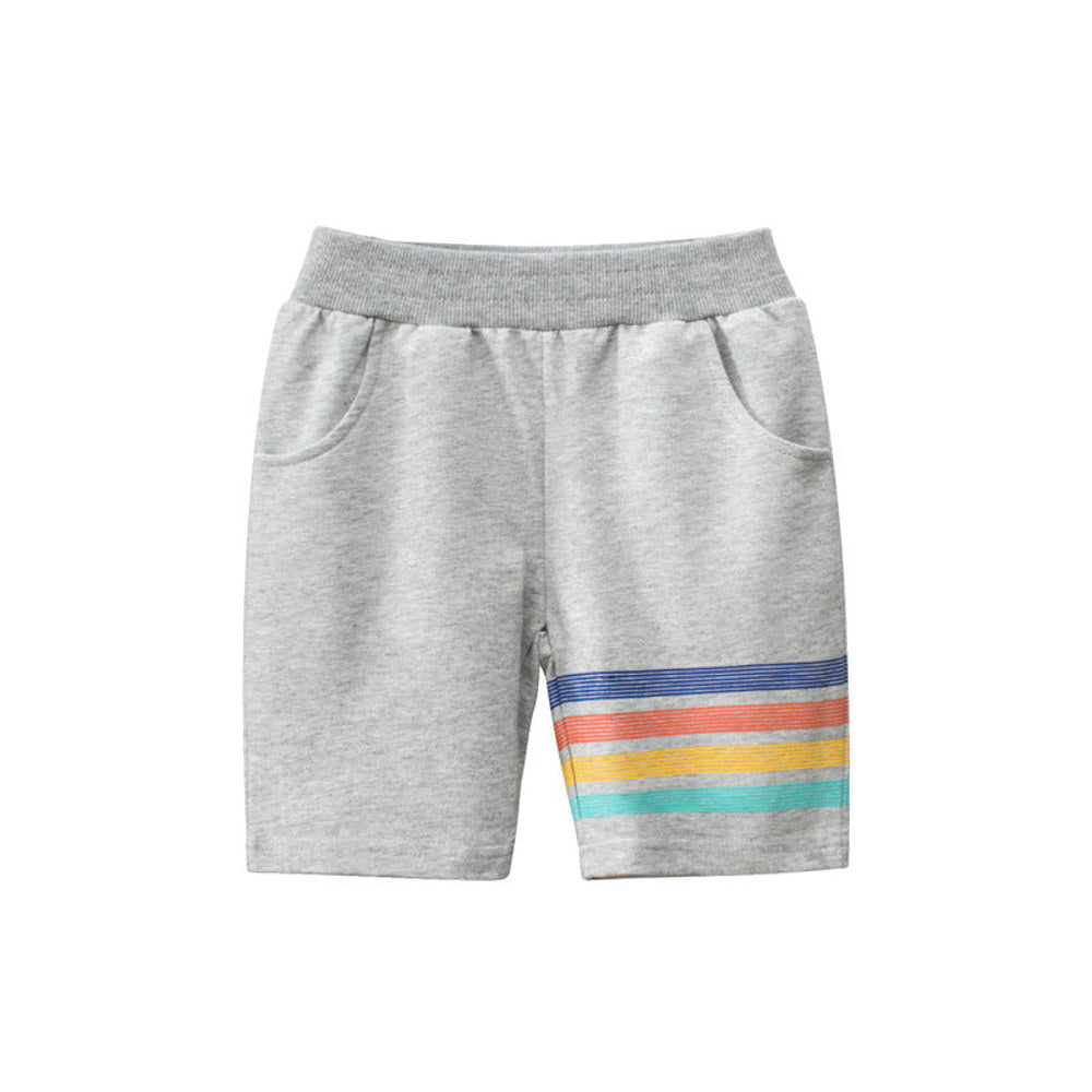 MyKids-USA® Baby Boy Colorful Striped Print New 5-Point Casual Pants With Pockets-1