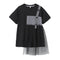 MyKids-USA® Black Plaid Patched Design Mesh Casual Dress-1