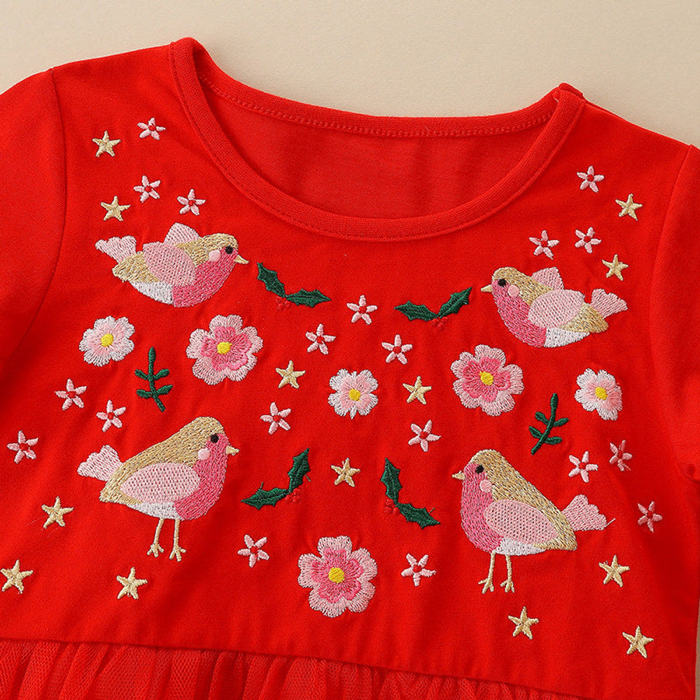 MyKids-USA® Children’s Dress With Cute Embroidery, European-American Style Mesh Princess Dress-2