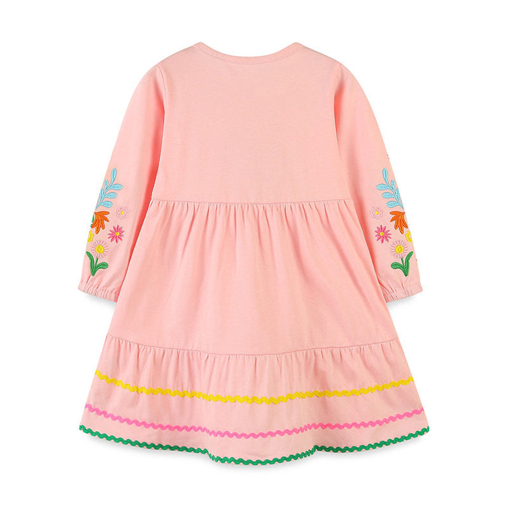 MyKids-USA® Adorable Floral Embroidered Dress: A Sweet Round Neck Princess Dress For Girls-1
