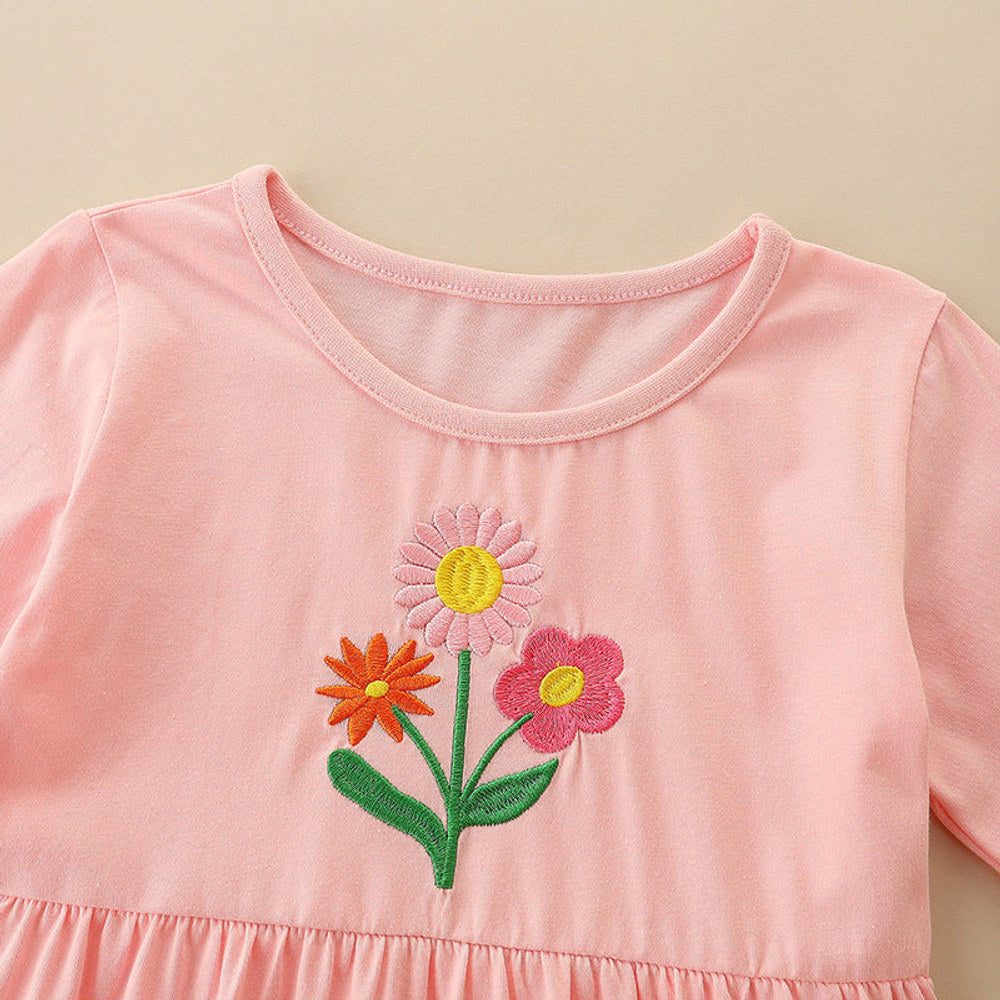 MyKids-USA® Adorable Floral Embroidered Dress: A Sweet Round Neck Princess Dress For Girls-2