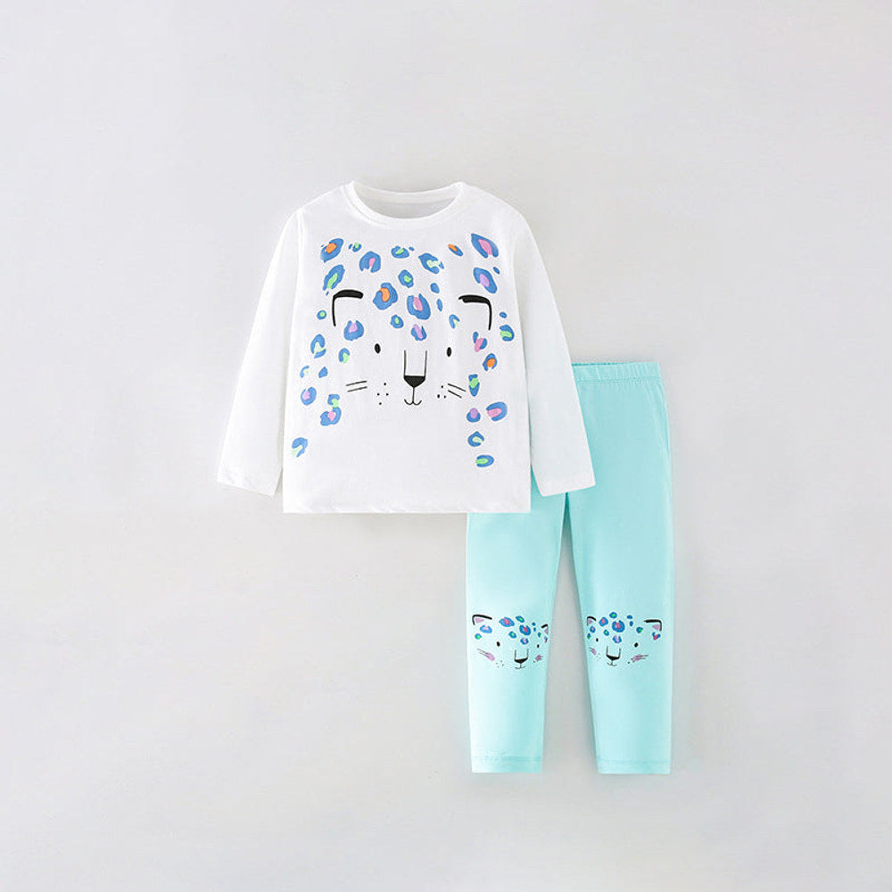 MyKids-USA® Girls Fashion Cartoon Printing Design Top And Pattern Pants Sets-0