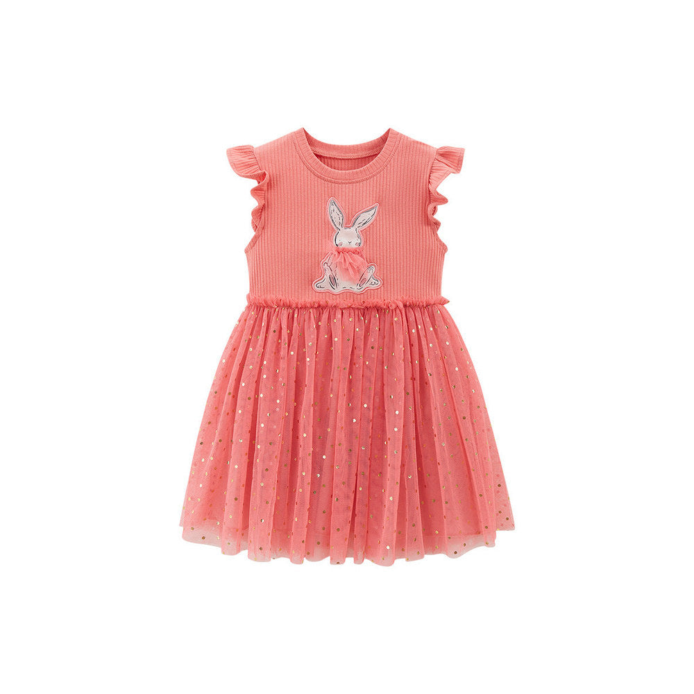 MyKids-USA® Baby Girls Sleeveless Rabbit Cartoon Chiffon Dress-0