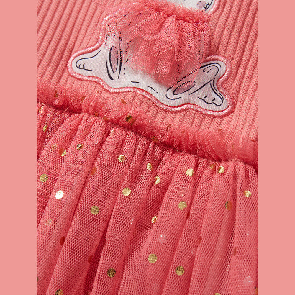 MyKids-USA® Baby Girls Sleeveless Rabbit Cartoon Chiffon Dress-2