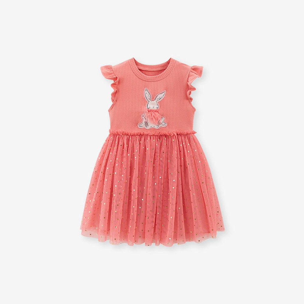 MyKids-USA® Baby Girls Sleeveless Rabbit Cartoon Chiffon Dress-4