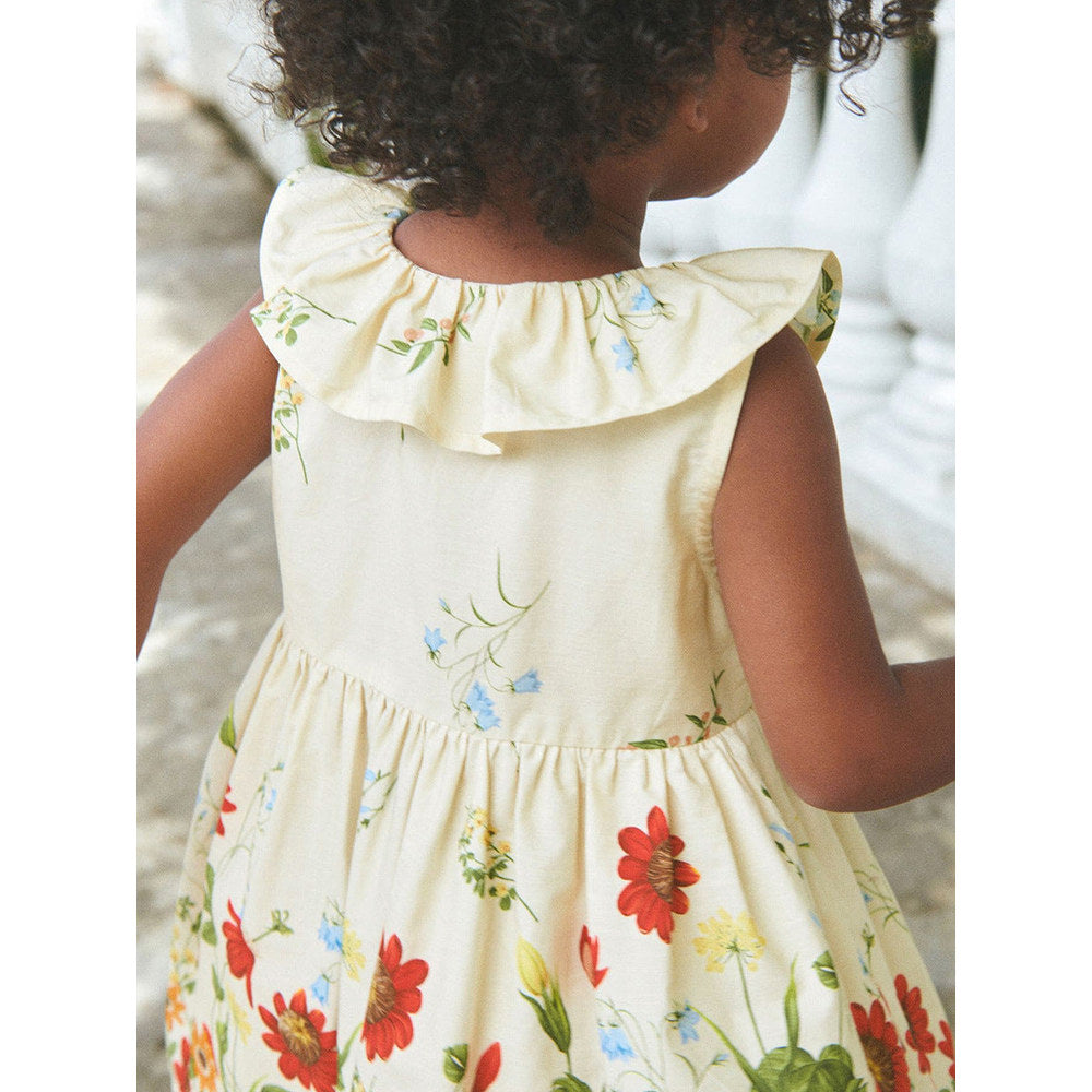 MyKids-USA® Girls Sleeveless Floral Pattern Single Breasted Dress-3