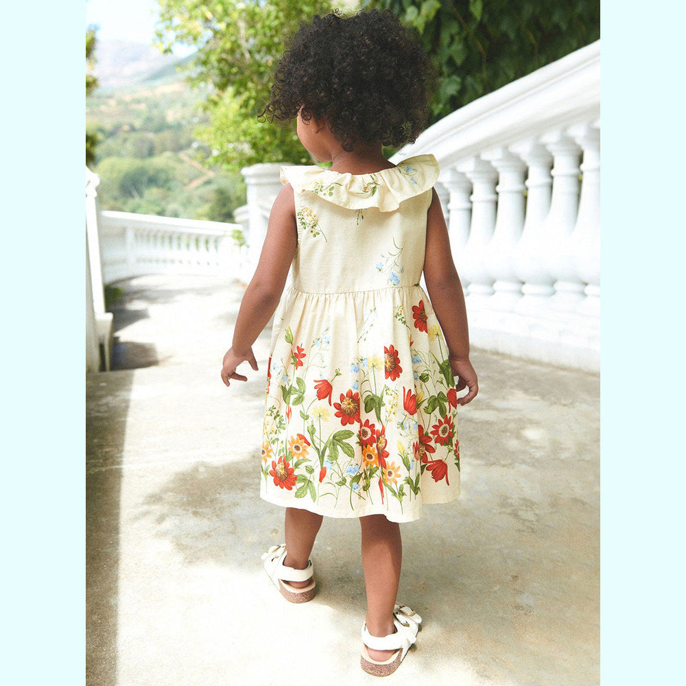 MyKids-USA® Girls Sleeveless Floral Pattern Single Breasted Dress-1