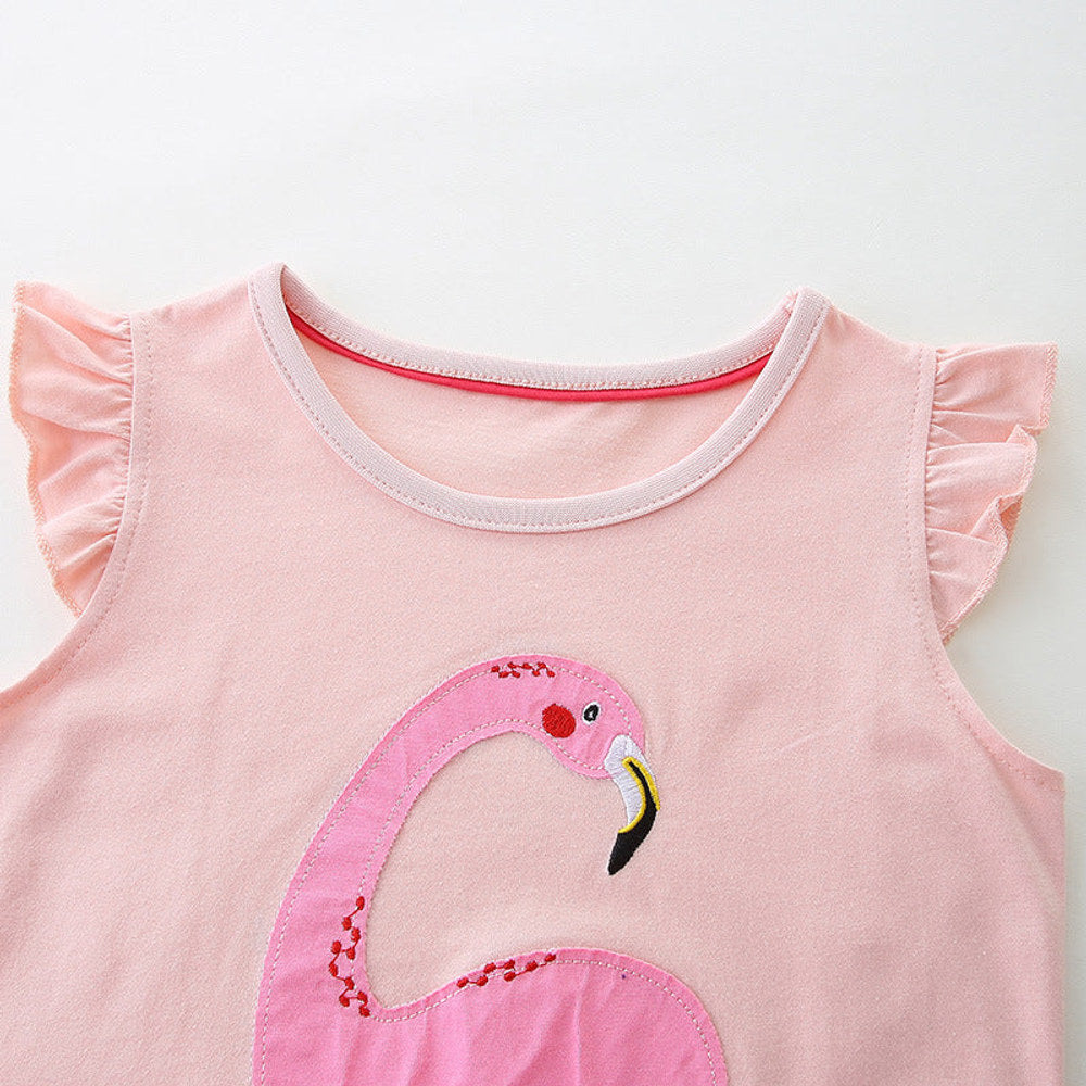 MyKids-USA® Girls Cartoon Applique Sleeveless Gradient Mesh Design Dress-2