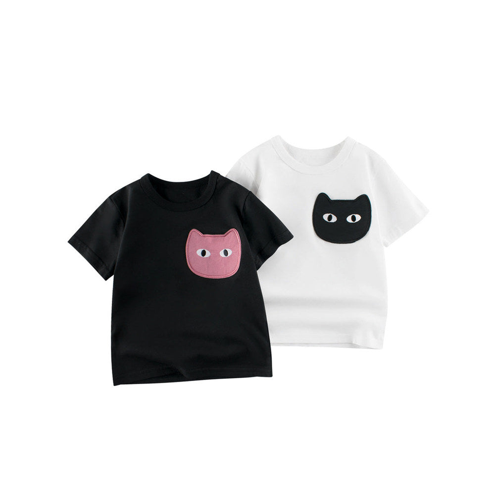 MyKids-USA® Cat Face Cartoon Pattern Girls T-Shirt In European And American Style For-0