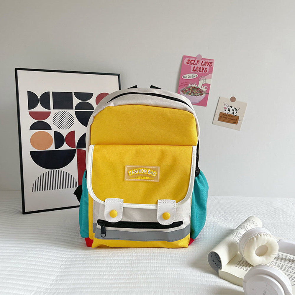 MyKids-USA® Preschool Children Lightweight Portable Spacious Color Patchwork Canvas Backpack-1