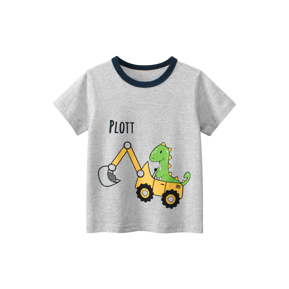 MyKids-USA® Construction Vehicles Printing Boys T-Shirt In European And American Style For-1