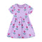 MyKids-USA® Girls’ Purple Flowers Pattern Short Sleeves Dress-0