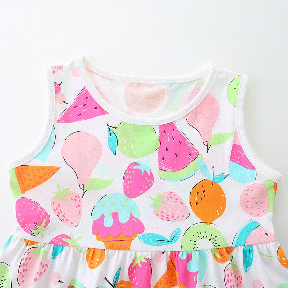 MyKids-USA® Girls’ Colorful Fruits Pattern Print Sleeveless Dress-2