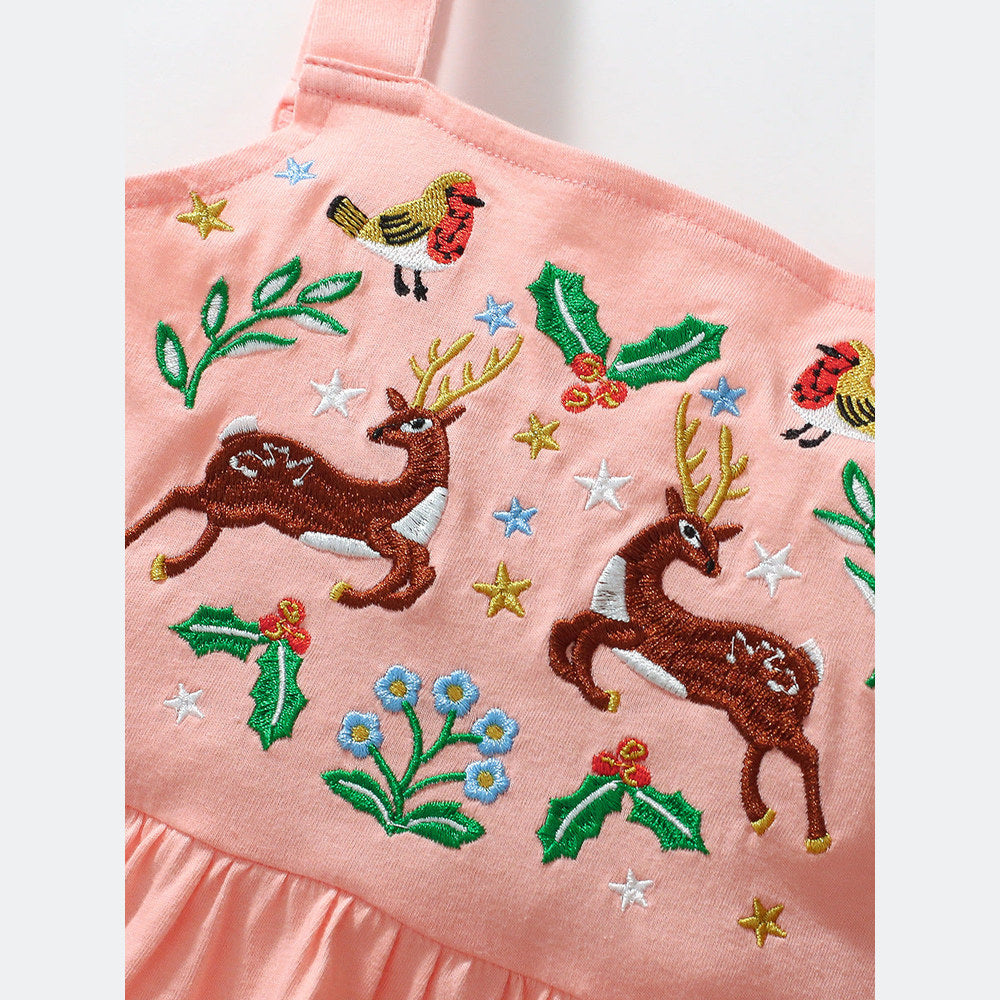 MyKids-USA® Girls Sleeveless Symmetrical Cartoon Pattern Strap Dress-3