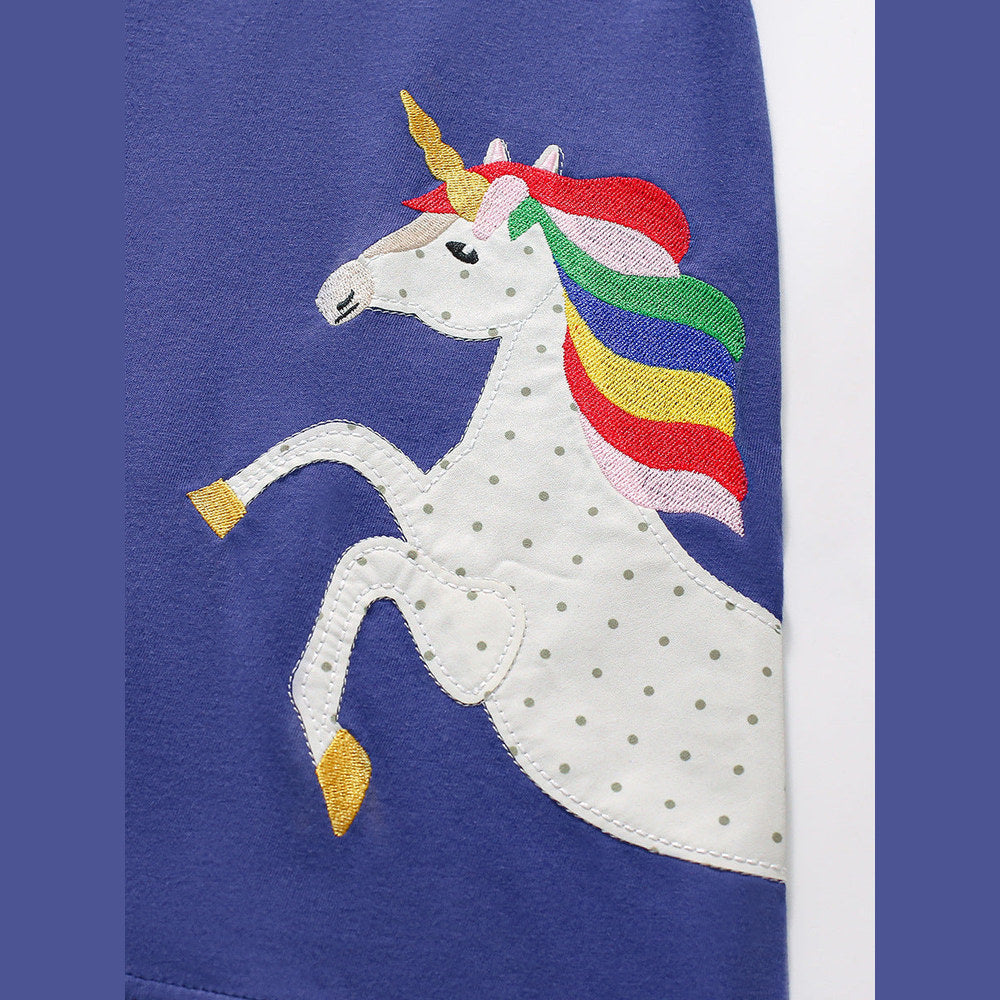 MyKids-USA® European and American Style Short Sleeve Horse Pattern Princess Dress for Girls, Dress for Toddlers and Young Children-3