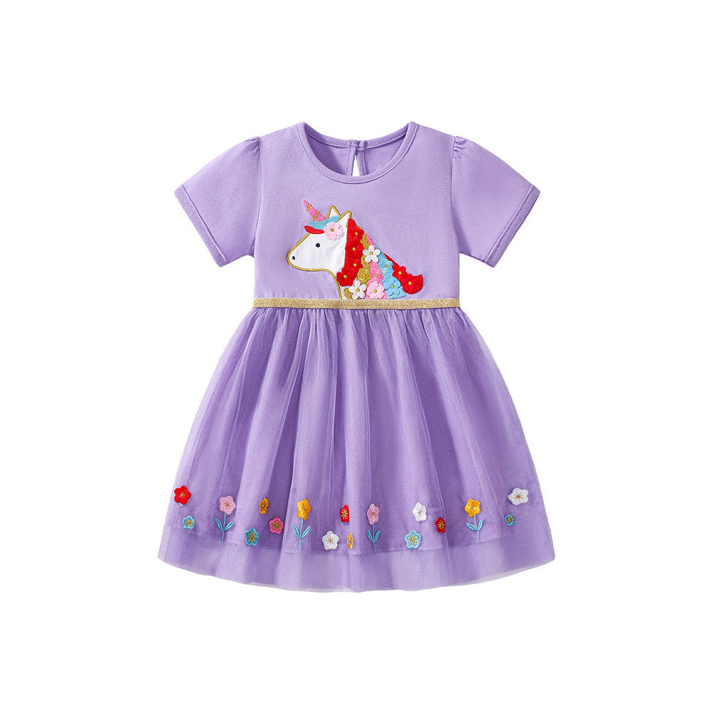 MyKids-USA® Mesh Princess Dress for Girls, European and American Cute Baby Dress-0