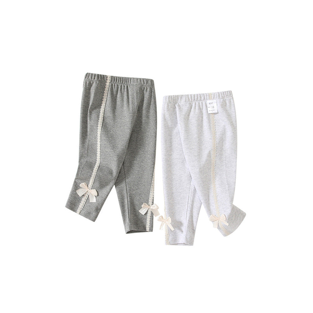 MyKids-USA® Casual Cute Girls Versatile Butterfly-Bows Attached Pants-0