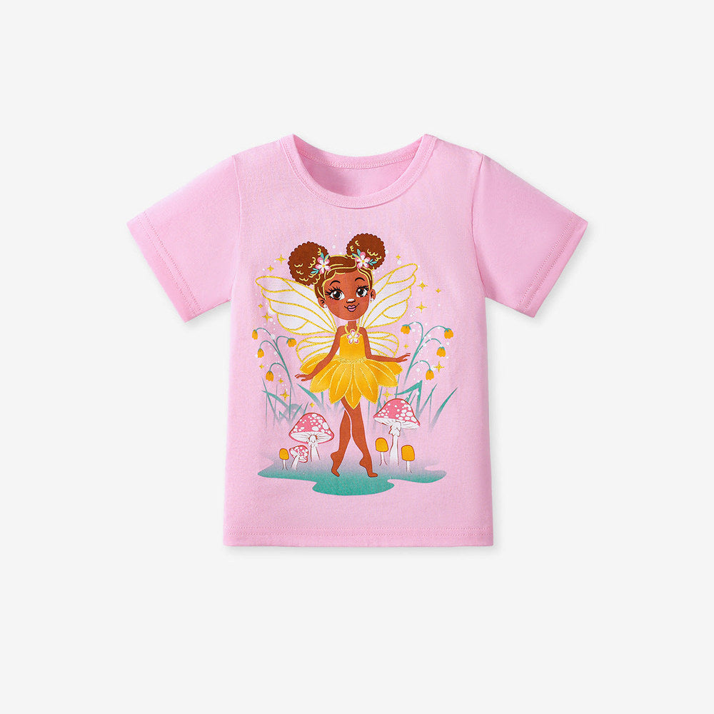 MyKids-USA® Kids’ Mermaid Cartoon Pattern Short Sleeves T-shirt in European and American Style for-1