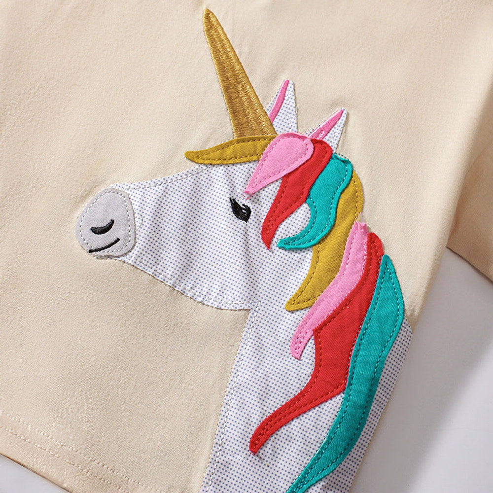 MyKids-USA® Baby Kids Unicorn Cartoon Pattern T-shirt and Striped Bloomers Clothing Set for Girls-3