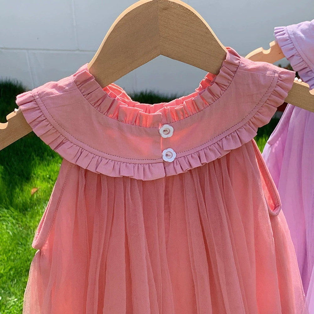 MyKids-USA® Sleeveless Solid Color Tulle Dress for Stylish Girls-4