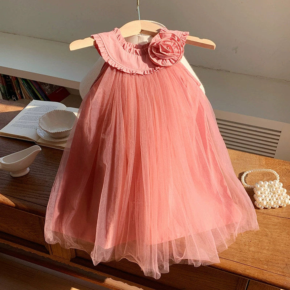 MyKids-USA® Sleeveless Solid Color Tulle Dress for Stylish Girls-2