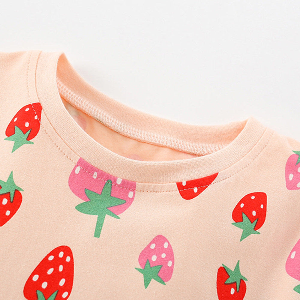 MyKids-USA® Strawberry Fruits Pattern Short Sleeves Dress for Stylish Girls-1