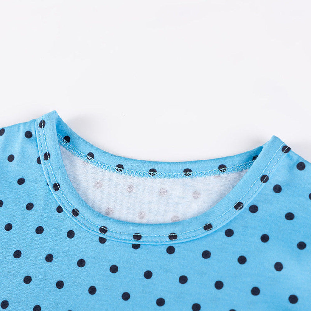 MyKids-USA® Cartoon Cat and Dots Pattern Short Sleeves Dress for Stylish Girls-3