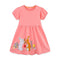 MyKids-USA® Rabbits and Flowers Cartoon Pattern Short Sleeves Dress for Stylish Girls-0